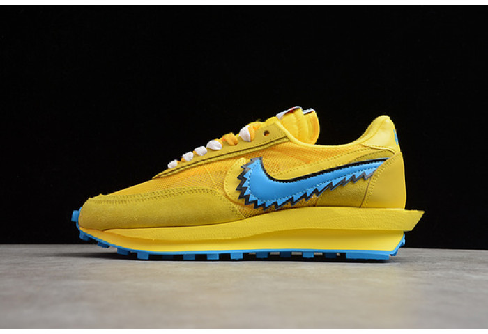 nike ld waffle x sacai blue yellow unisex running shoes bv5378-8000