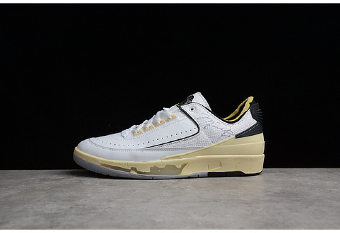 ow x air jordan 2 low sp white black grey  dj4375-101