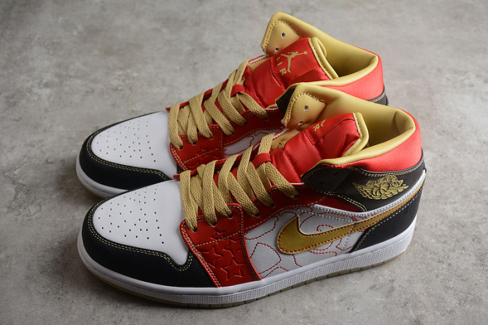 jordan 1 mid xq white black sport red - dv0576-176