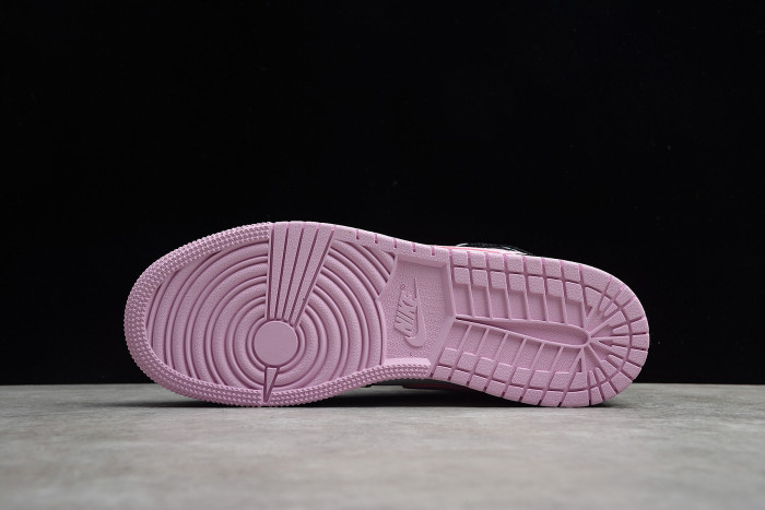jordan 1 mid white black light arctic pink (gs) 555112-103