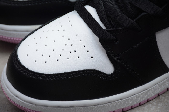 jordan 1 mid white black light arctic pink (gs) 555112-103