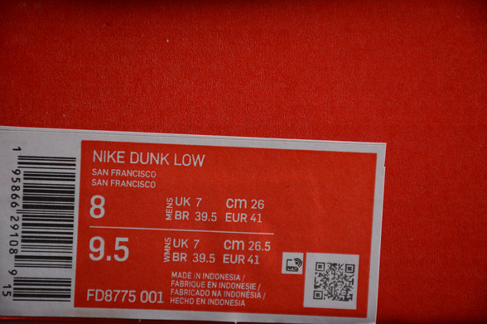 huf nike sb dunk low san francisco fd8775-001