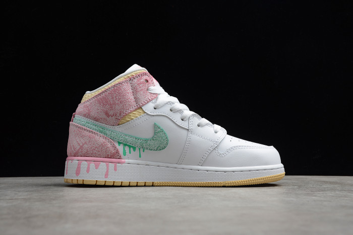 jordan 1 mid paint drip (gs) dd1666-100