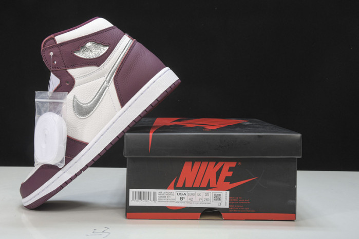 air jordan 1 high og “bordeaux” bordeaux/white-metallic silver 555088-611